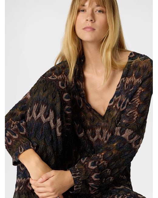Missoni Black Viscose Lamé Blouse With Arabesque Motif