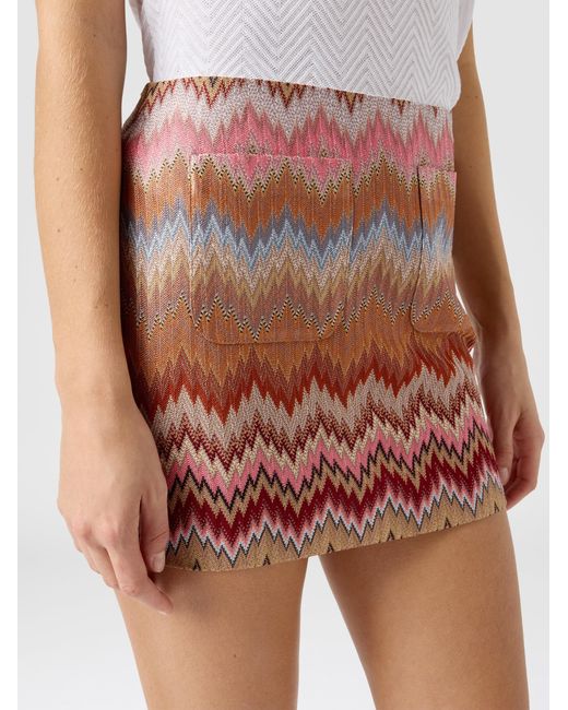 Missoni White Viscose Chevron Snake-Pattern Mini Skirt