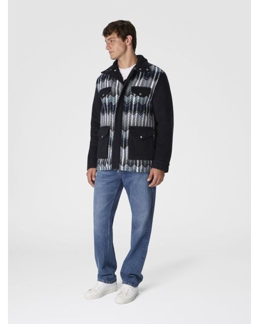 Missoni Blue Field Jacket With Zigzag Pattern for men