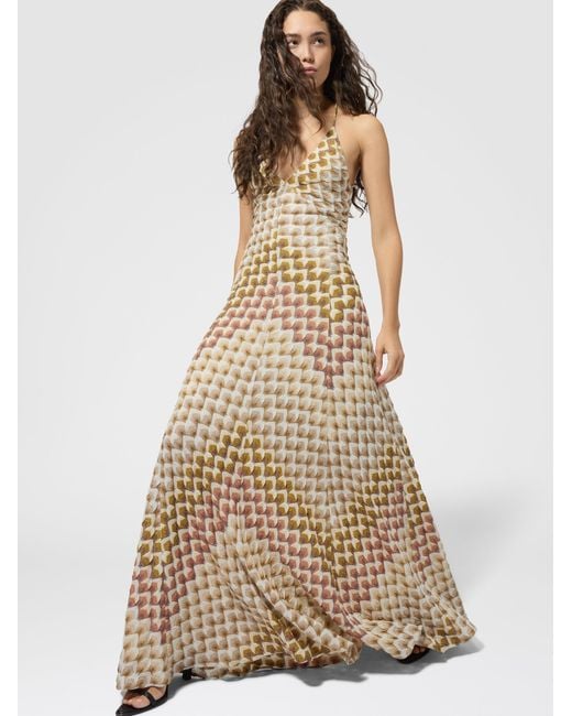 Missoni Metallic Long Viscose Lamé Dress With Crossed Straps