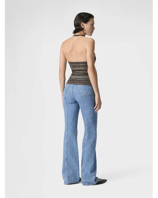 Missoni White Striped Viscose Lamé Top With Halter Neck