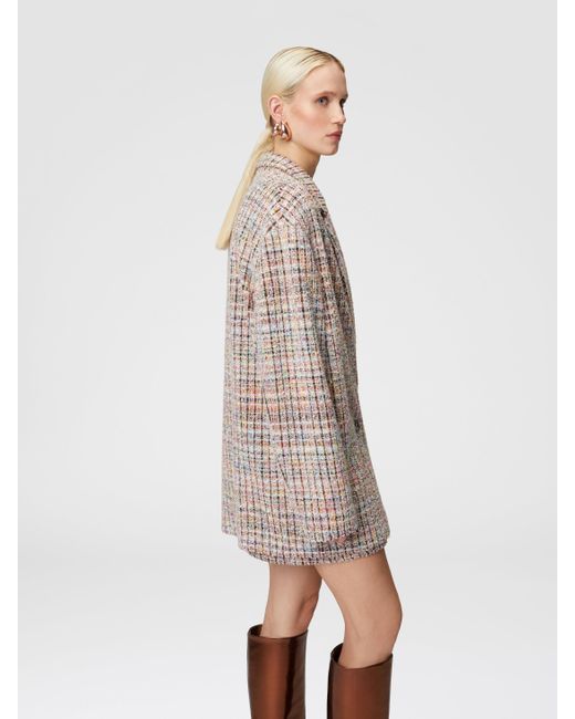 Missoni Multicolor Double-Breasted Bouclé Checkered Blazer With Sequins