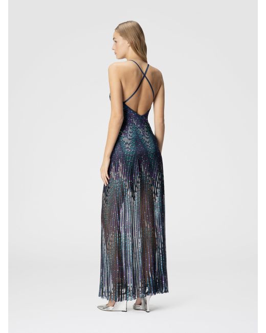Missoni Blue Langes Zick-Zack-Kleid Mit Gekreuzten Trägern, Damen, Größe