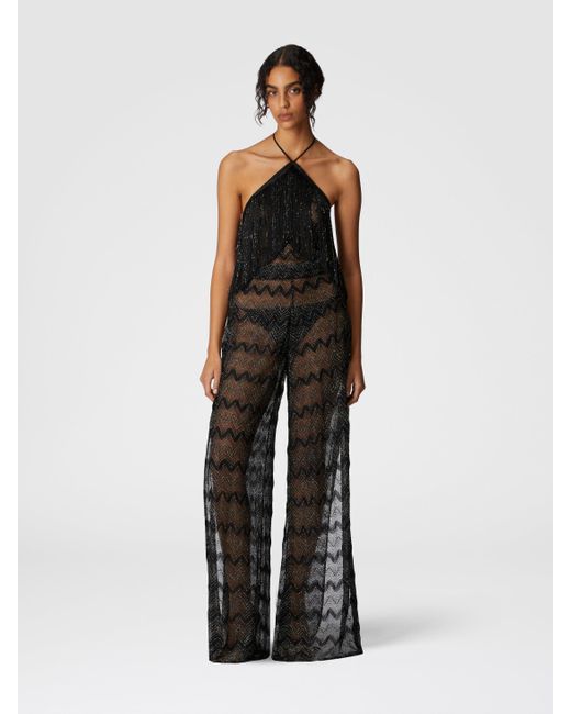 Missoni Multicolor Zig Zag Lamé Viscose Jumpsuit With Fringes, & Lamé