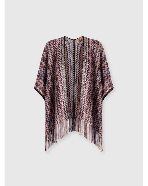 Missoni Multicolor Zigzag Viscose-Blend Poncho With Fringes