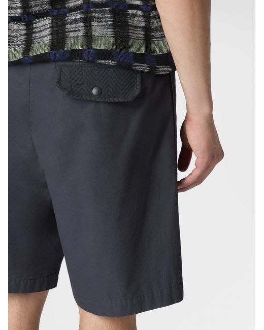 Missoni Blue Cotton Canvas Bermuda Shorts With Zigzag Insert for men