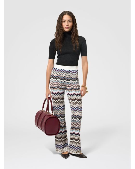 Missoni White Straight-Leg Viscose And Wool Chevron Trousers