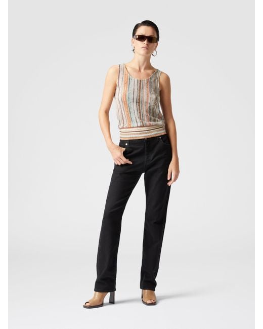 Top Sans Manches En Viscose Flammée Lamé Rayé, Femme, Taille Missoni en coloris White