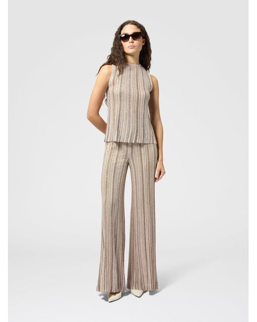 Missoni Natural Sleeveless Ribbed Top With Sequins