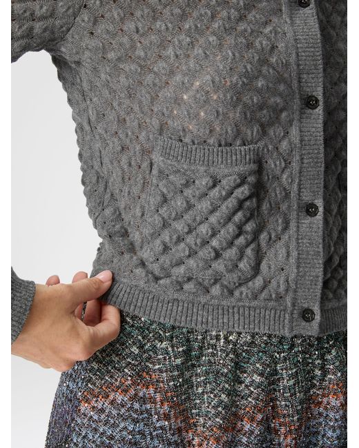 Missoni Gray Cashmere Cardigan With Lace Pattern