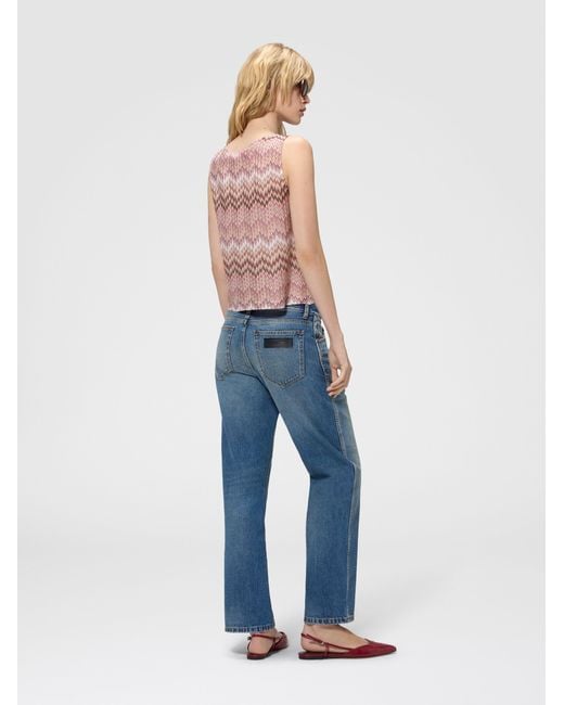 Missoni Pink Sleeveless Viscose Top With Snake Motif, & Multicoloured