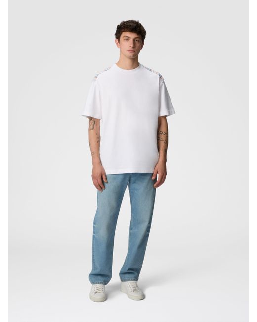 T-Shirt À Col Rond En Coton Avec Empiècements À Chevrons Sur Les Épaules, Homme, Taille Missoni pour homme en coloris White
