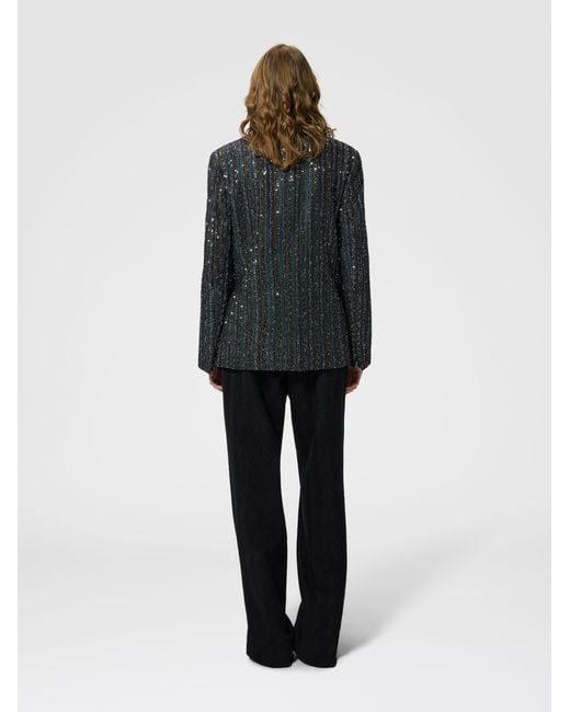 Missoni Blue Striped Lamé Knit Blazer