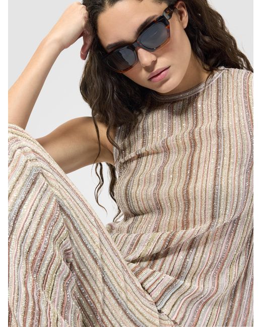 Missoni Natural Sleeveless Ribbed Top With Sequins