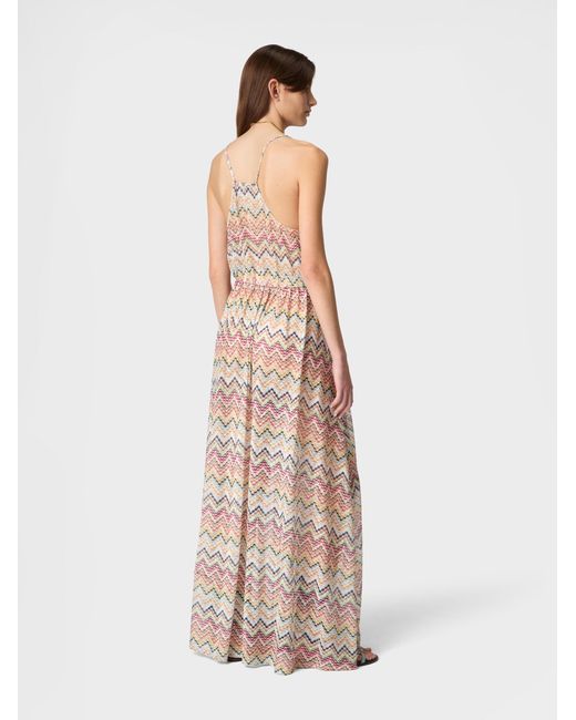 Missoni White Long Cover-Up With Irregular Zig Zag Motif
