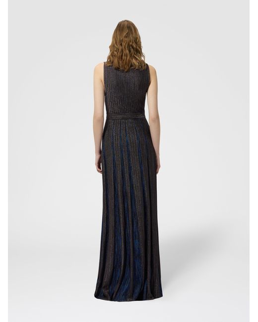 Missoni Blue Long Viscose Lamé Dress With Belt