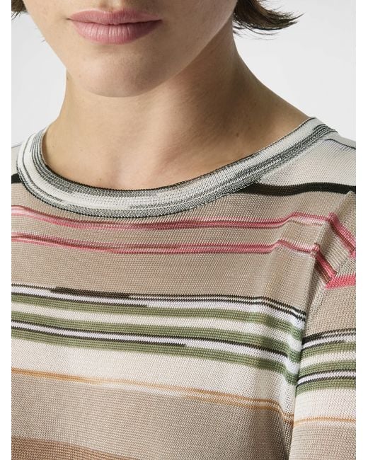 Missoni White Striped Flame Viscose Crewneck Sweater