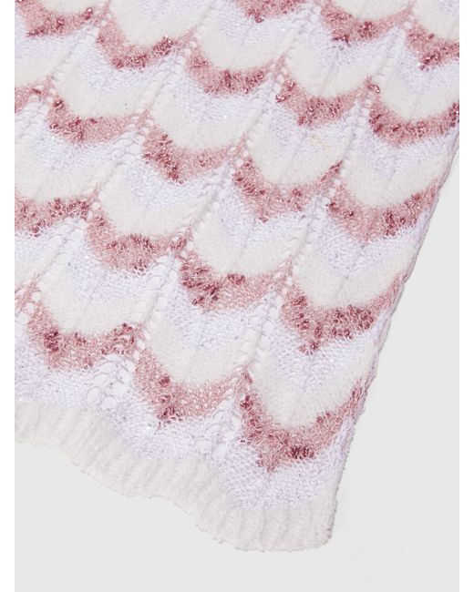 Missoni Pink Knit Scarf With Chevron Pattern
