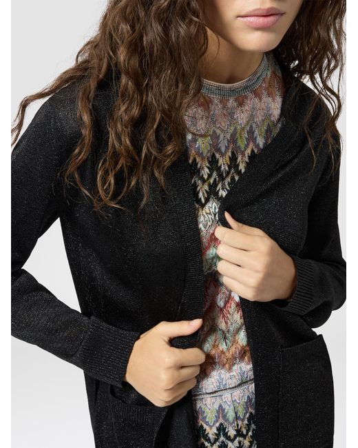 Missoni Black Lamé Fabric Cardigan With Belt