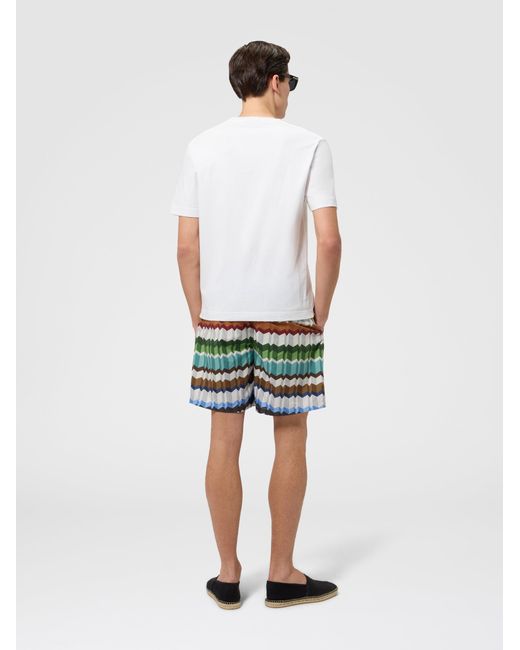 Missoni White Cotton Crewneck T-Shirt With Print And Logo for men