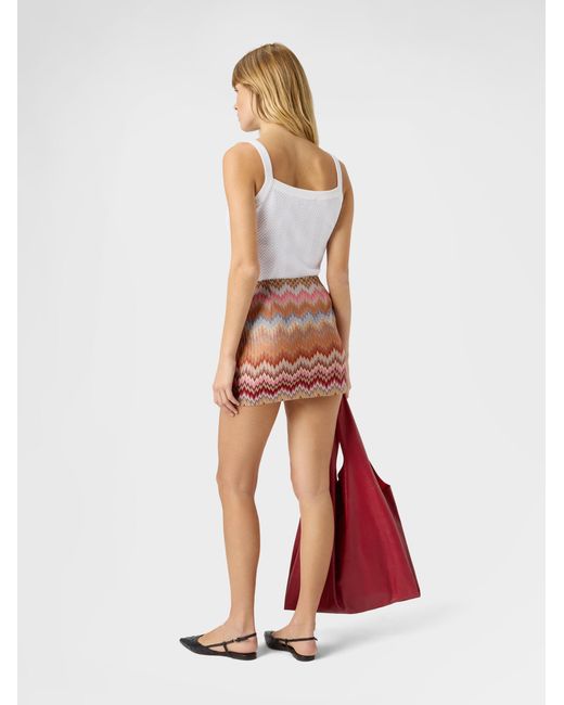 Missoni White Viscose Chevron Snake-Pattern Mini Skirt