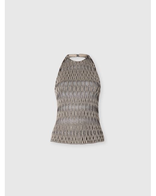 Missoni Gray 3D Diamond Mixed Viscose Top With Halter Neck
