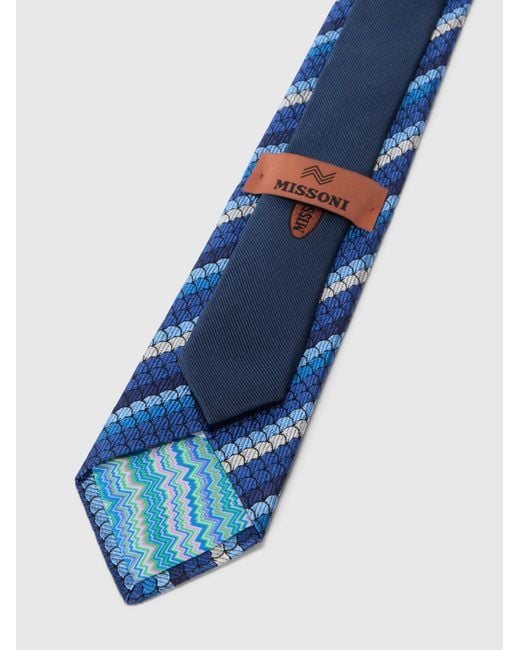 Missoni Blue Silk Tie With Waffle Pattern for men