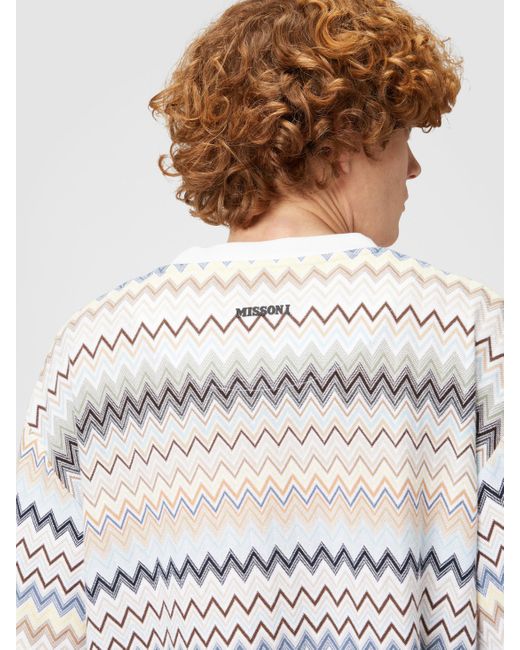 Missoni White T-Shirt With Zig Zag Motif And Back Logo for men
