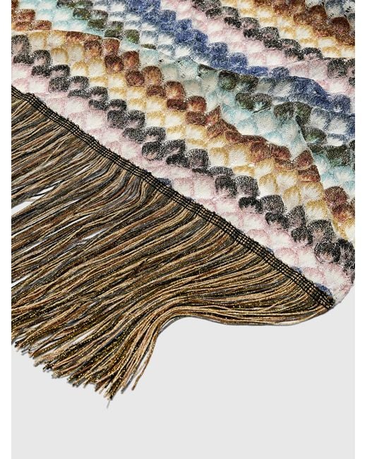 Missoni Multicolor Viscose Lamé Stole With Fringes And Lace Motif