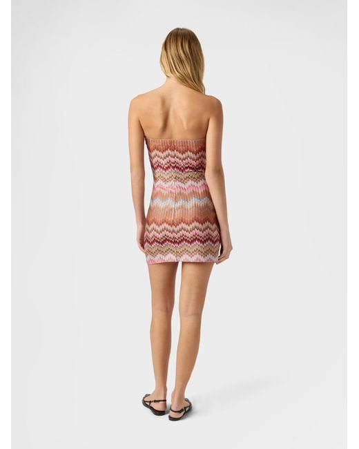 Missoni White Viscose Chevron Snake-Pattern Mini Dress