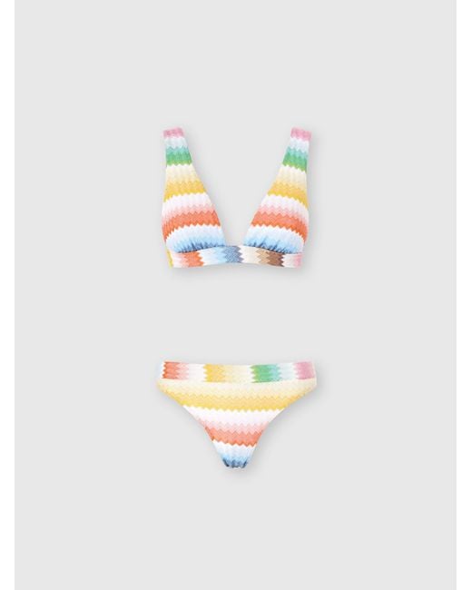 Missoni White Bralette Bikini With Dégradé Zigzag Pattern