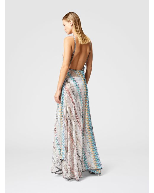 Abito Copricostume A Rete Zig Zag Con Paillettes, Donna, Taglia di Missoni in Pink