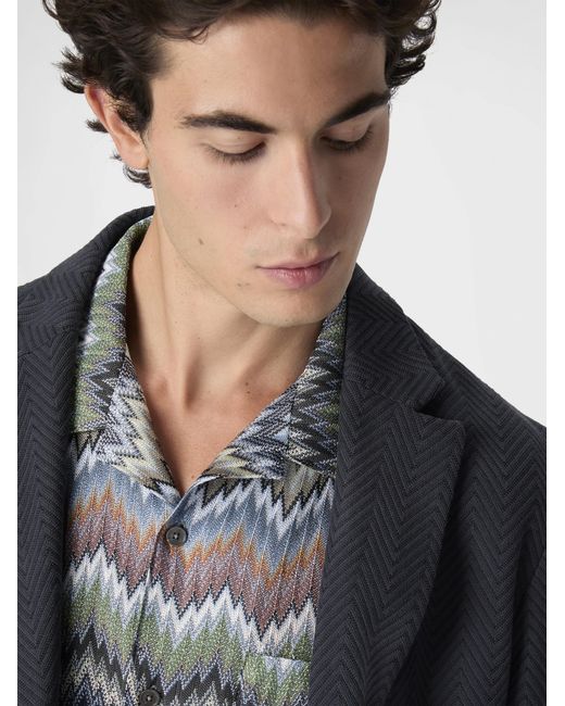 Missoni Blue Single-Breasted Blazer for men