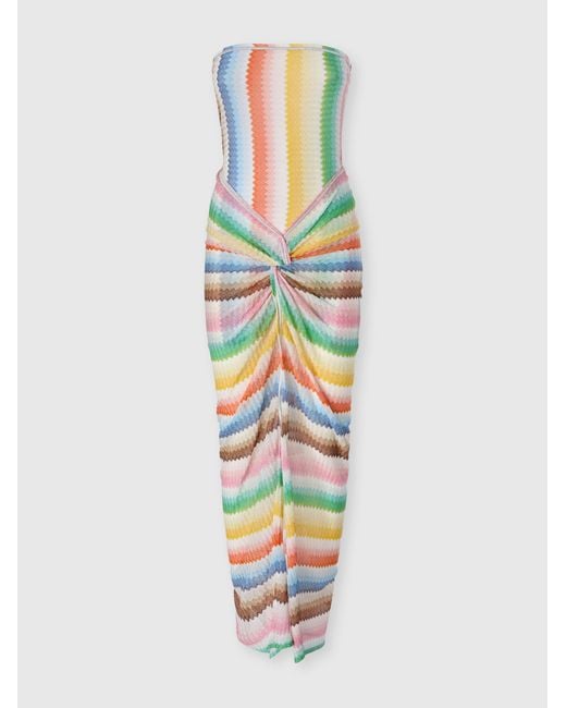 Missoni White Strapless Cover-Up Dress With Dégradé Zigzag Motif
