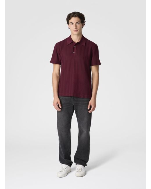 Missoni Poloshirt Aus Baumwolle Und Viskose Mit Ton-In-Ton-Zickzack, Herren, Größe in Purple für Herren