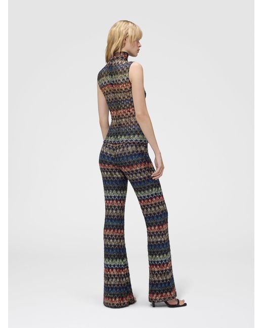 Missoni Black Sleeveless Viscose Lamé Top With Lace Motif
