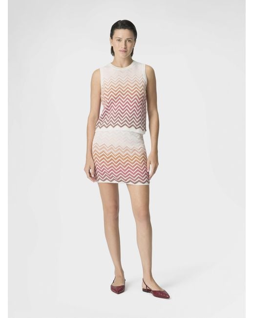 Missoni White Chevron Dégradé Cotton And Viscose Sleeveless Top