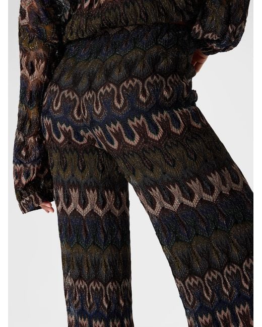Missoni Black Viscose Lamé Trousers With Arabesque Motif
