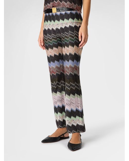 Missoni White Snake-Pattern Viscose Lamé Cropped Trousers