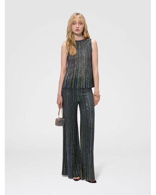 Missoni Green Sleeveless Ribbed Top With Sequins