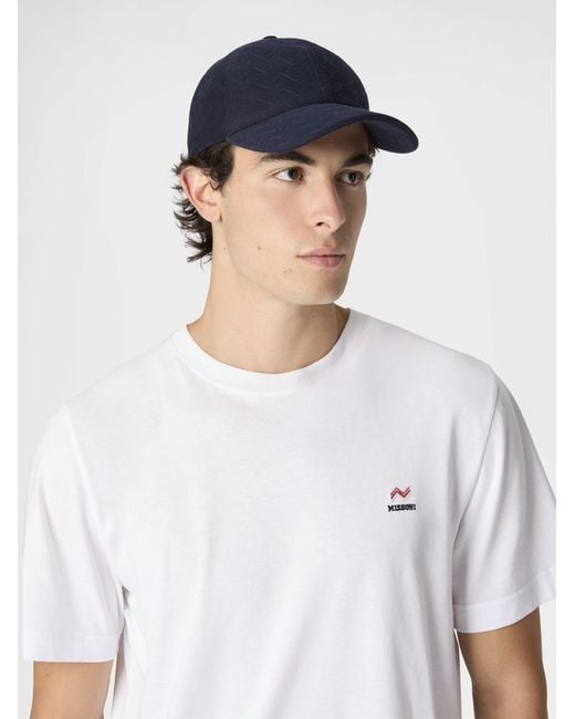 Missoni Blue Cotton Zigzag Hat With Visor for men