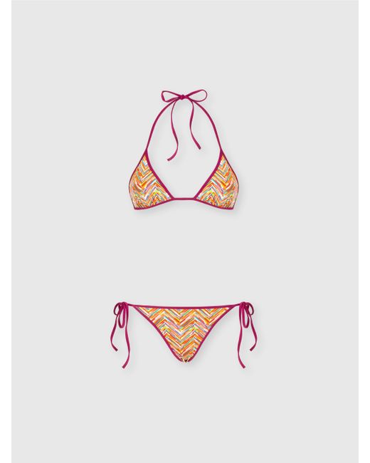 Missoni White Reversible Triangle Bikini With Print