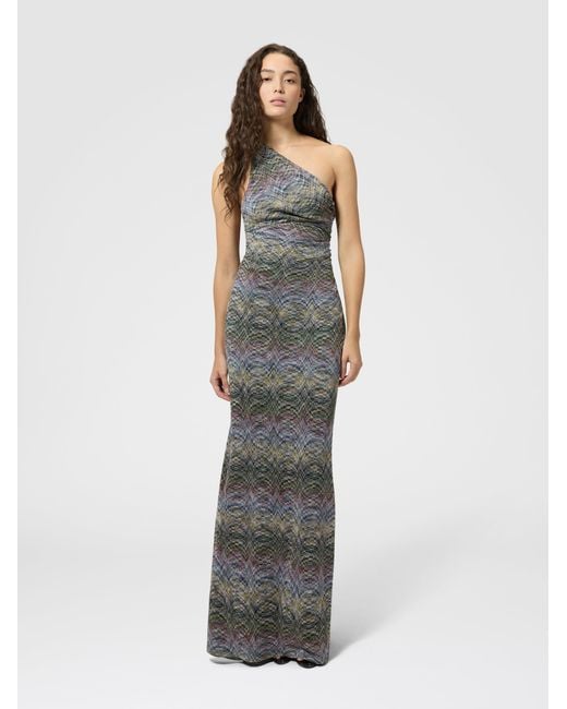Missoni White One-Shoulder Space-Dye Viscose Long Dress