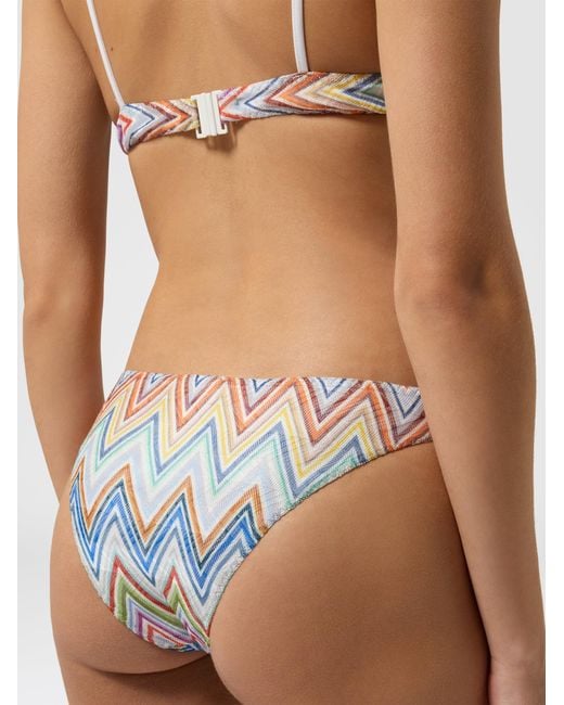 Missoni White Zig Zag Printed Fabric Bikini With Balconette Top