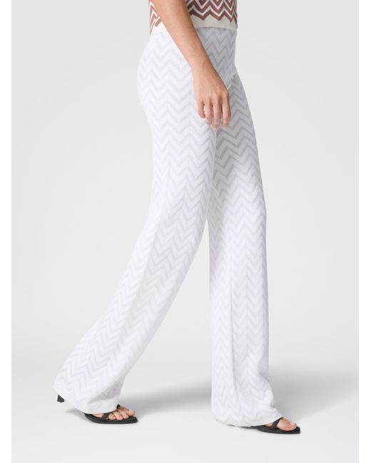 Missoni White Straight-Leg Stretch Chevron Cotton And Viscose Trousers