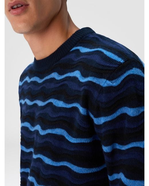 Missoni Blue Short Sleeve Polo With Geometric Zigzag Pattern for men