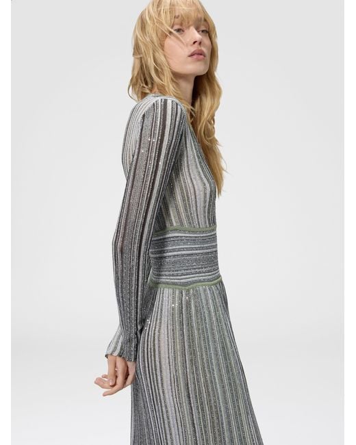 Missoni Gray Midi Dress With V-Neck
