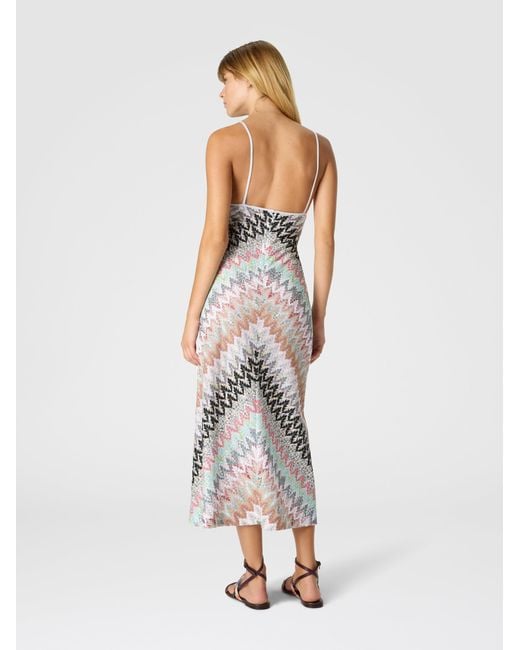Missoni White Sleeveless Long Dress With Contrast Bodice