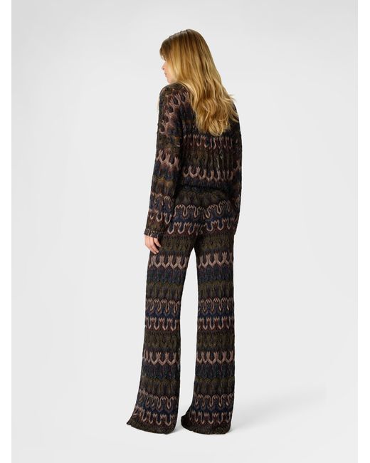 Missoni Black Viscose Lamé Trousers With Arabesque Motif