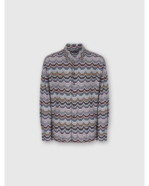 Missoni Gray Long Sleeve Shirt With Geometric Zigzag for men